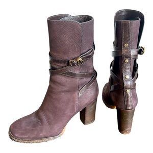 Tory Burch Valcuna Jamie Brown Studded Boots Size 9.5